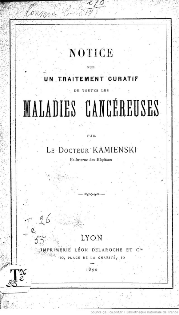 Le cancer et ses remèdes, au 19ième siècle.
